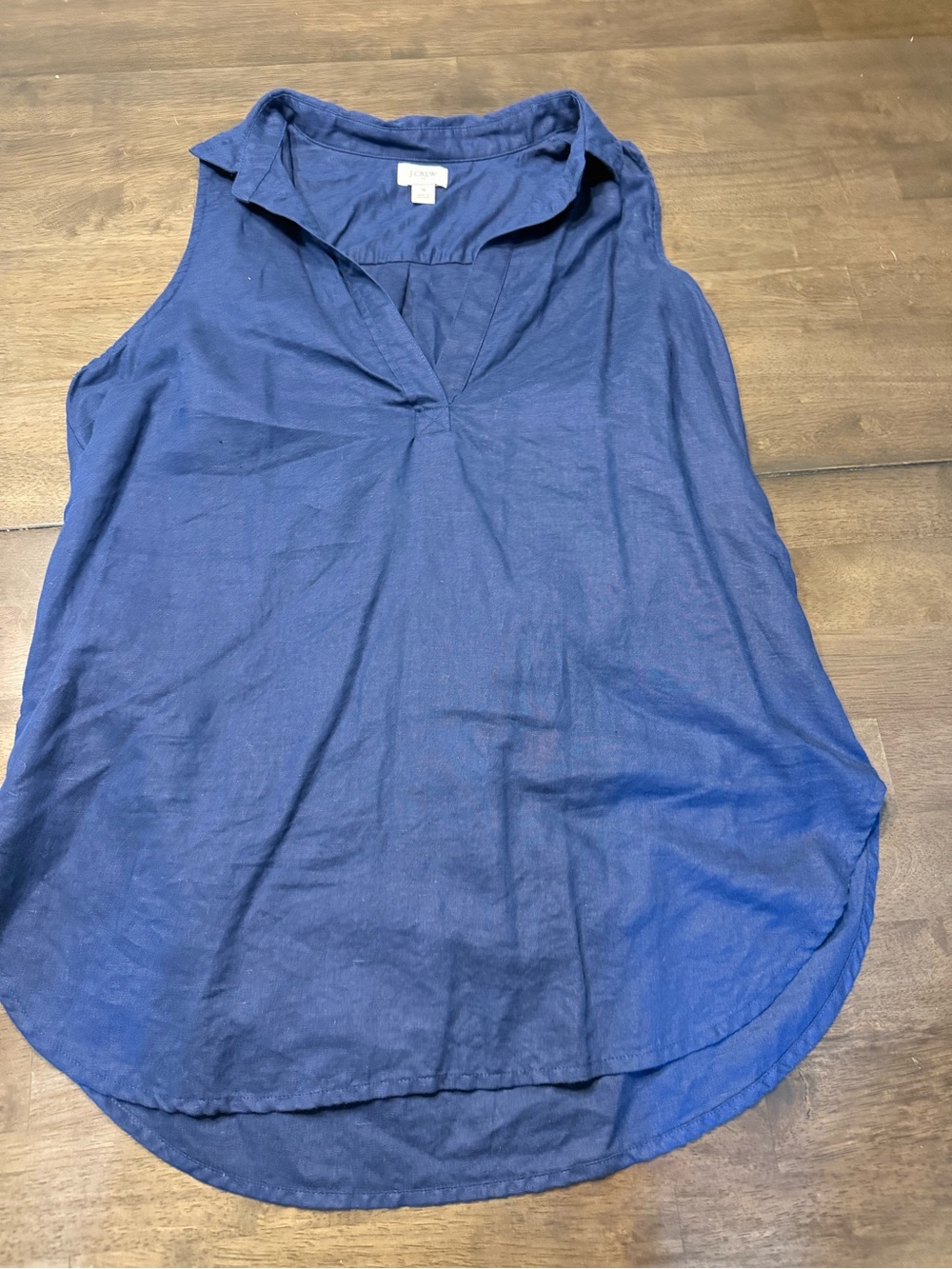 J. Crew Royal Blue Sleeveless V-Neck Collared Tank